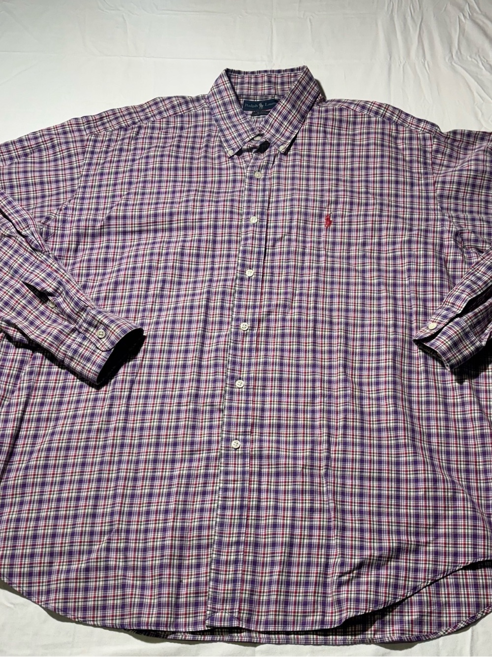 Vintage Polo Ralph Lauren Blake Purple and White/Red Plaid Button-Down Shirt